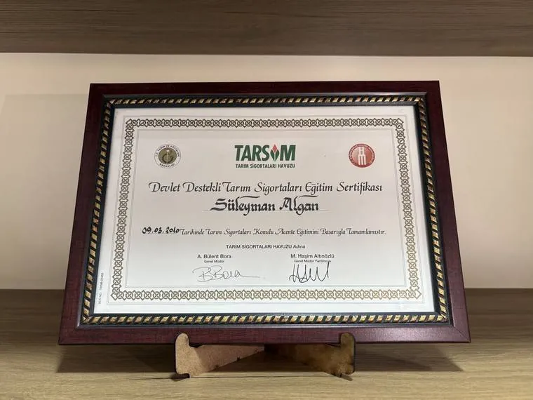 TARSİM Tarım Sigortaları Eğitim Sertifikası